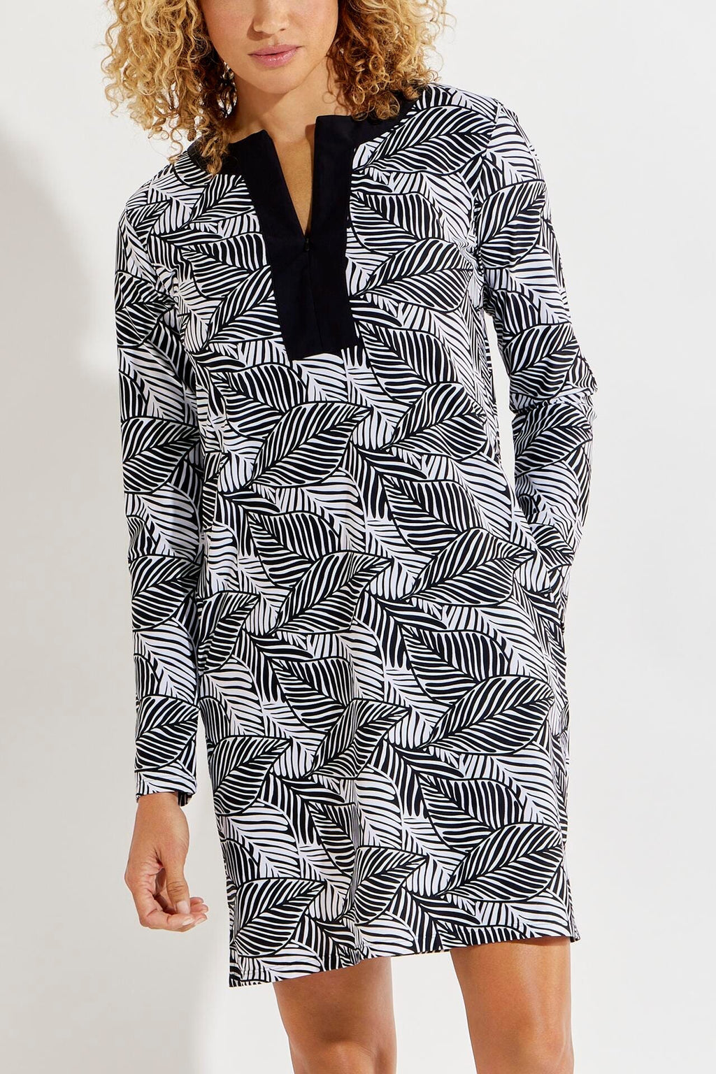 Women's Shoreside Swim Cover-Up Dress | Black Paradise Palm