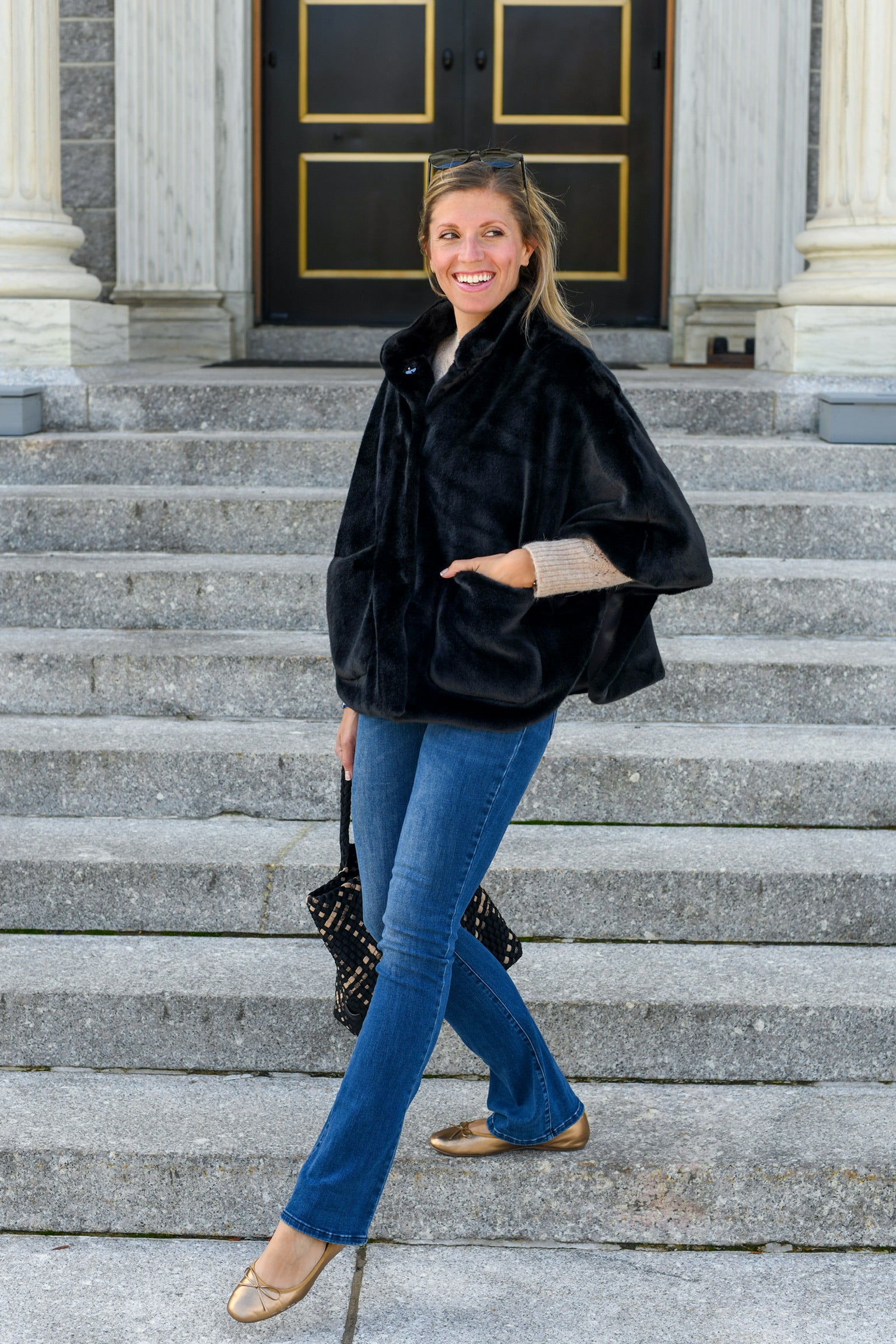 Audrey Faux Fur Poncho