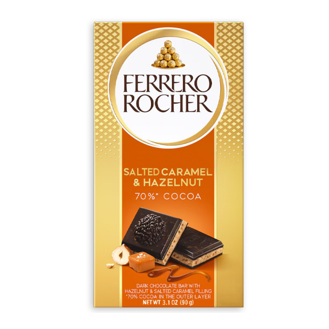 Ferrero Rocher 70% Cocoa Dark Hazelnut & Salted Caramel Chocolate Bar (3.1oz)