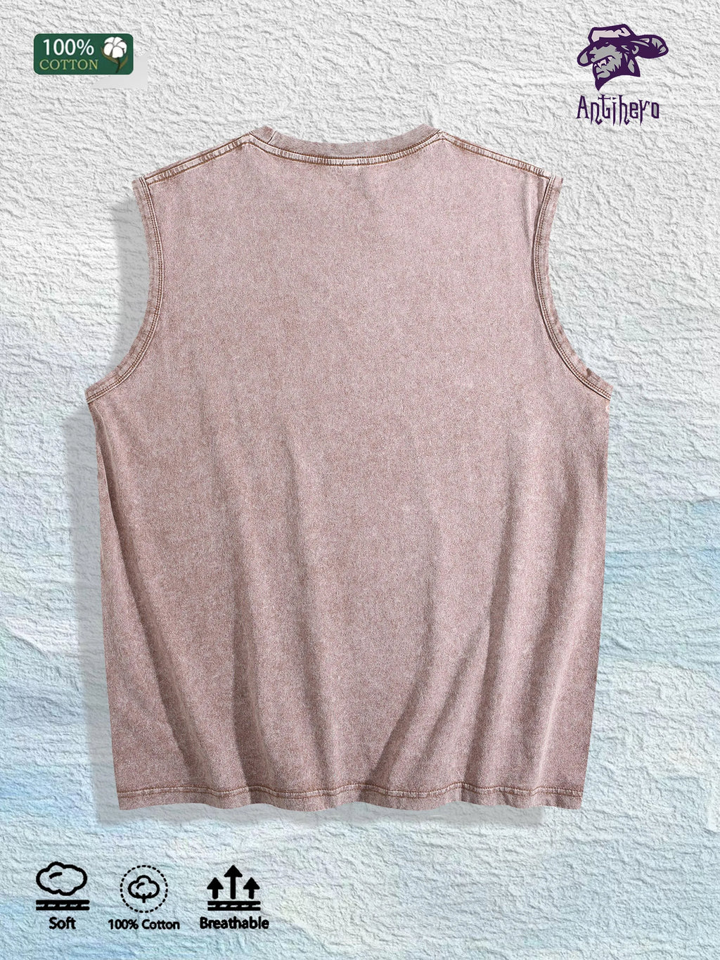 RICH WORLD CLUB Graphic Washed Vest US Warehouse 3 Colors Cotton Tank