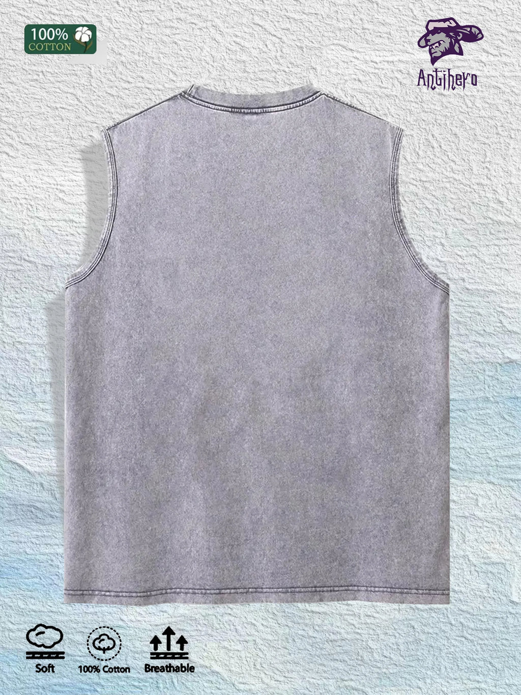 WEALTH Graphic Washed Vest US Warehouse 3 Colors Cotton Tank