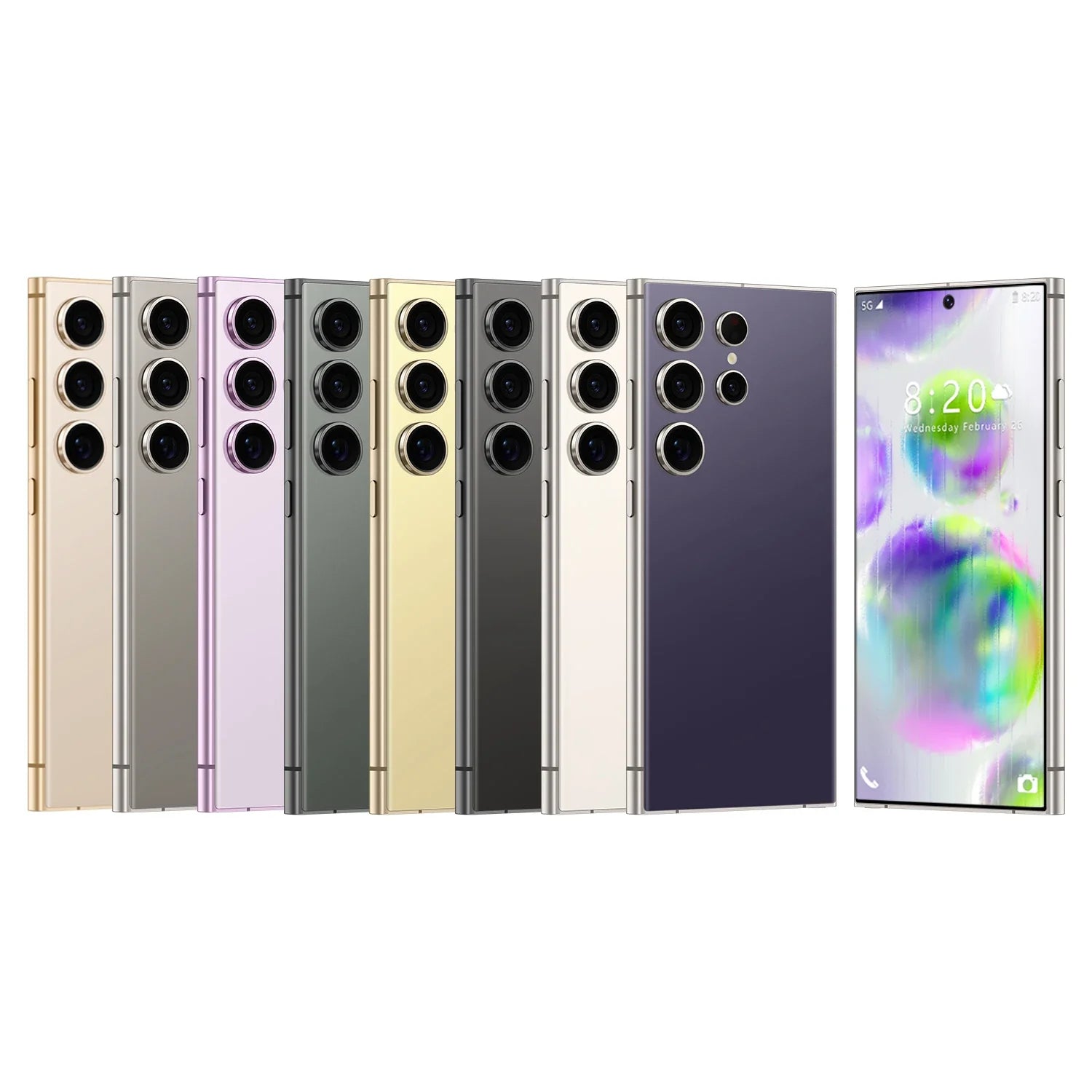 S24 Ultra 7.3 108MP Camera Phone with 8000mAh 65W Night Photography Features Dual SIM MTK Smart HD 2K Screen Face ID Recognition