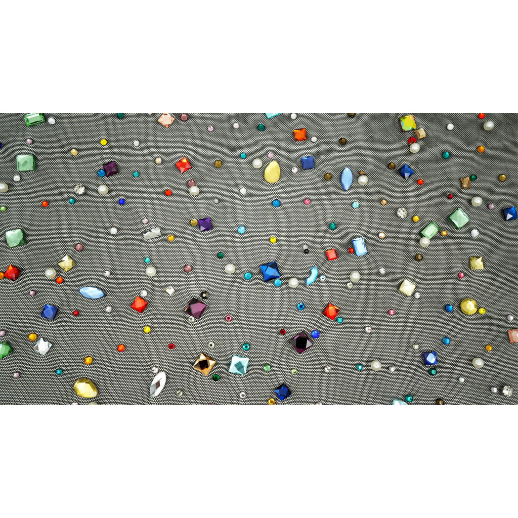 Brilliance Beaded with Rhinestone Stretch Mesh Fabric | Blue Moon Fabrics