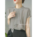 Striped Chiffon Shirt  Women Short-sleeved Fashionable Loose French Chic Feminine Belly Covering Top