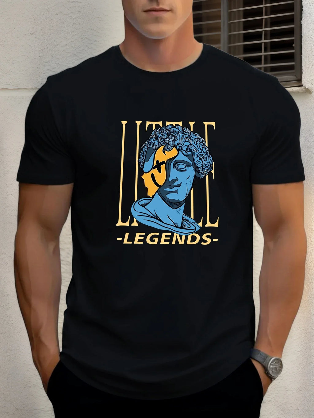 T Shirts For Men Sculpture Head 100% Cotton Graphic Printing Summer Round Neck T-Shirt Casual Breathable Street Style Daily Top