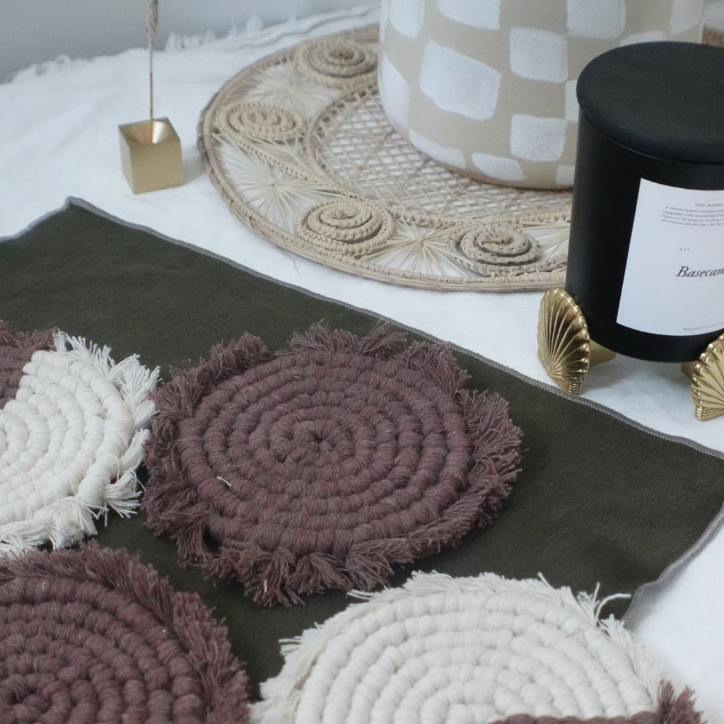 Tilley + Me Handmade Macrame Coasters | Boho Drink Mats